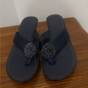Italian Shoemakers Navy Beaded Sandals